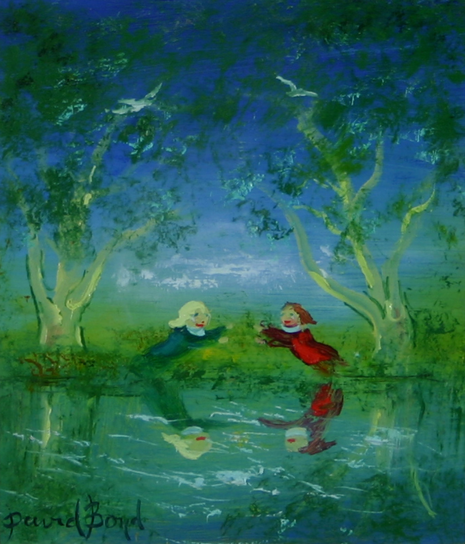 David BOYD (b.1924; d.2011) - CHILDREN BY A POND