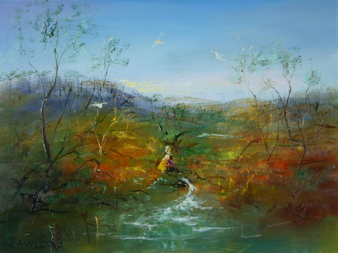 David BOYD (b.1924; d.2011) - CHILDREN PLAYING BY A RIVER