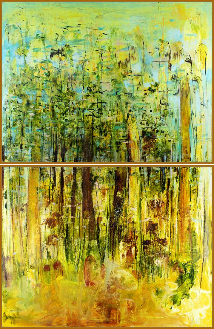 Matthew SIMMONS (b.1975) - LEMON & GREEN ABSTRACT (diptych) - 2003